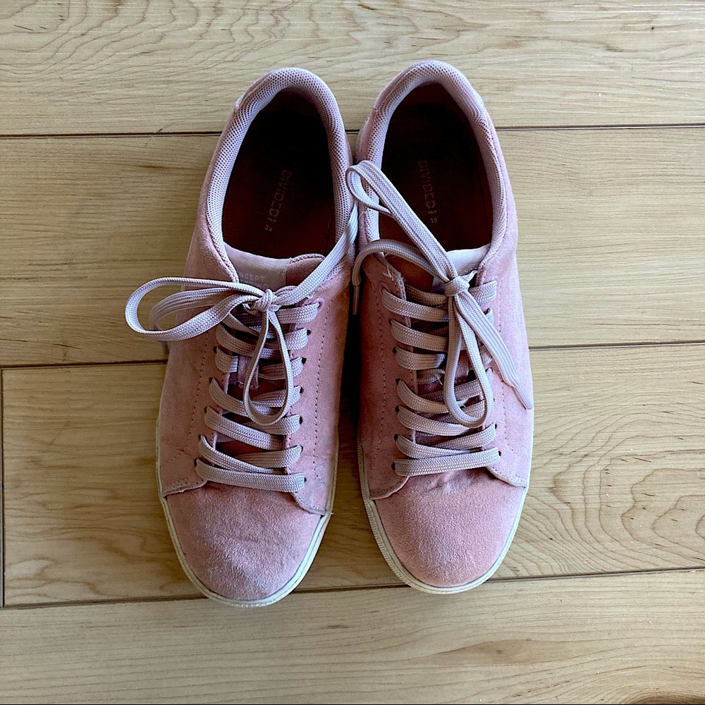 Pink faux suede sneakers size 8